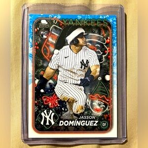 JASSON DOMINGUEZ 2024 NEW YORK YANKEES TOPPS HOLIDAY SERIES ROOKIE TRADING CARD